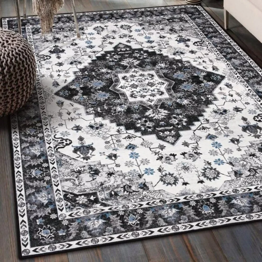 New 4x6 Vintage Area Rug, Washable Non-Slip Low Pile Carpet for Home & Office